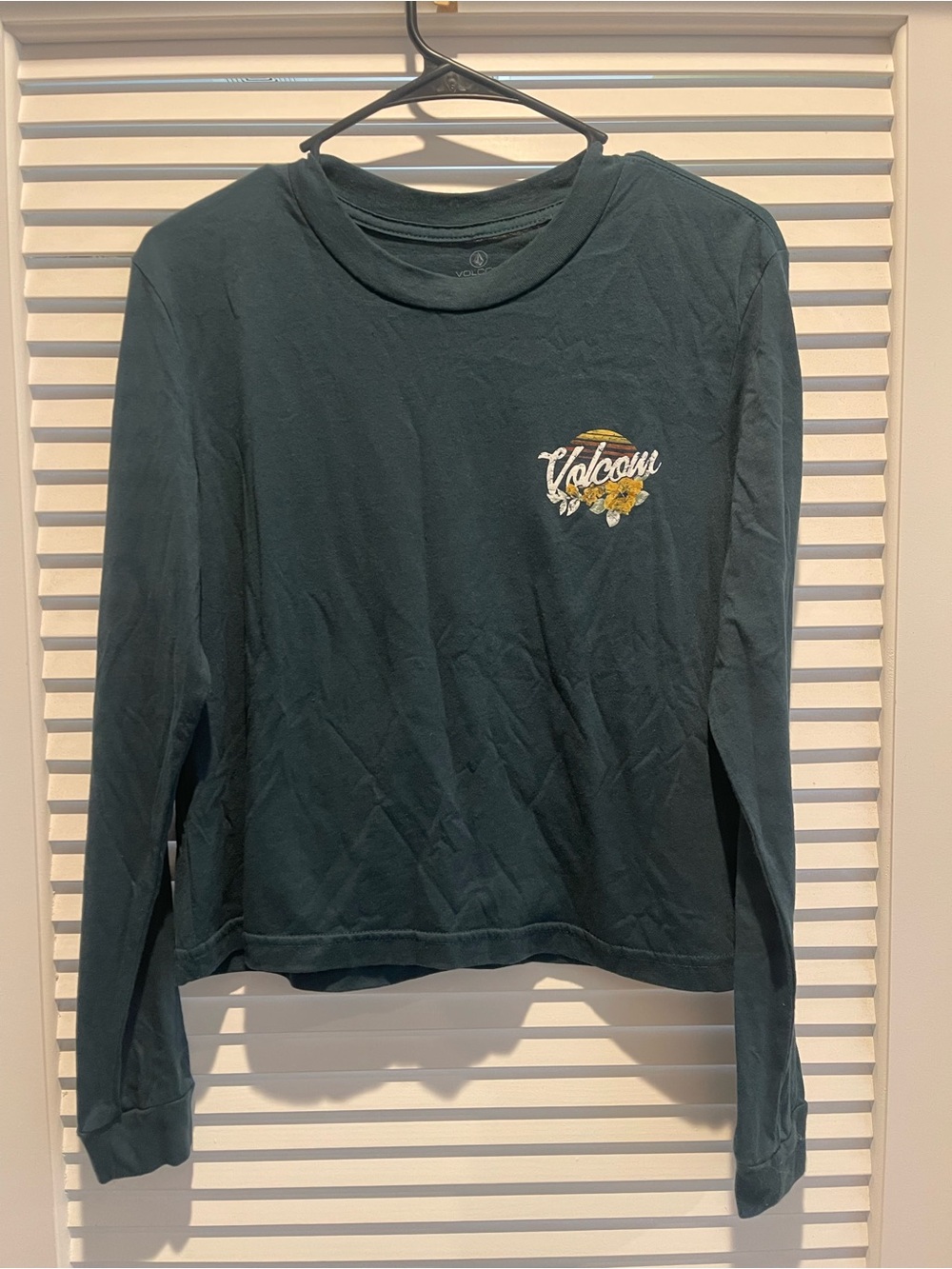 Volcom Teal Crewneck with Subtle Chest Graphic